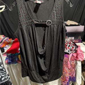 Chic Black Sleeveless Blouse with Embellishments